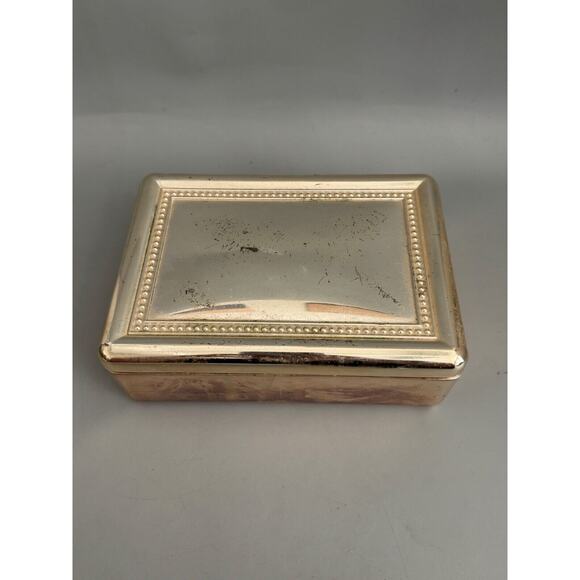 Vintage Silver Plate Heritage Mint Ltd Jewelry Box W/ Crimson Interior Trinkets - Picture 1 of 10